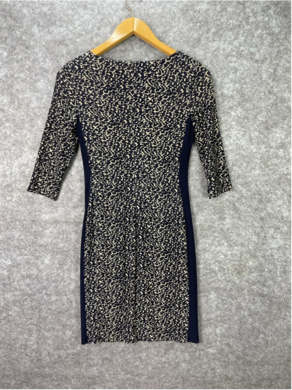 Lauren Ralph Lauren Dress Womens 6 Blue Animal Print 3/4 Sleeve Ruched Sheath - Picture 10 of 11